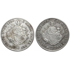Rakousko, 20 krajcars 1840 a 1848 - převedeno na kolky (2ks)