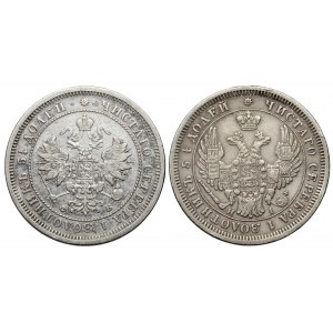 Russland, Nikolaus I. und Alexander II., 25 Kopeken 1853-1859, Satz (2 St.)