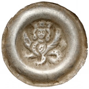 Böhmen, Premysl II Ottokar (1253-1278) Breiter Brakteat - Greif mit dem Kopf des Königs in einer Krone