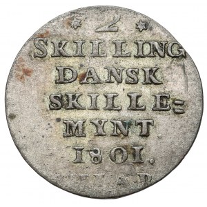Dánsko, Christian VII, 2 Skilling Dansk 1801