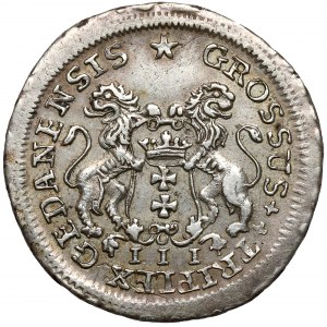 Augustus III Sas, Trojak Gdansk 1755 - CLEAR silver