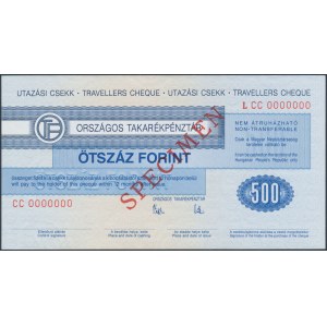 Węgry, Czek podróżniczy SPECIMEN 500 Forint