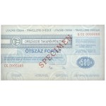 Maďarsko, SPECIMEN Cestovní šek 500 forintů