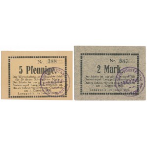 Langguhle (Golina), 5 pfg and 2 mk 1920 (2pc)