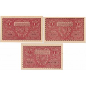 1 mkp 08.1919 - set of varieties (3pcs)