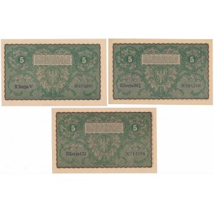 5 mkp 08.1919 - set of varieties (3pcs)