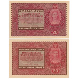 20 mkp 08.1919 - II Serja FF i CP - dwie odmiany (2szt)