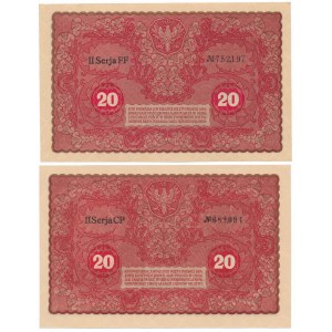 20 mkp 08.1919 - II Serja FF and CP - two varieties (2pcs)