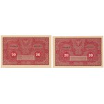 20 mkp 08.1919 - II Serja FF and CP - two varieties (2pcs)