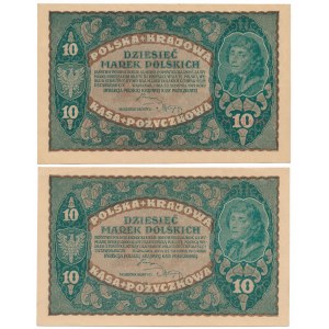 10 mkp 08.1919 - II. série CO a DO - dvě varianty (2ks)
