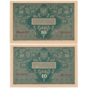 10 mkp 08.1919 - II Serja CO i DO - dwie odmiany (2szt)
