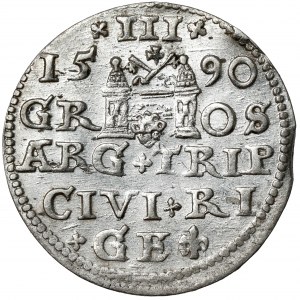 Zygmunt III Waza, Trojak Ryga 1590 - piękny