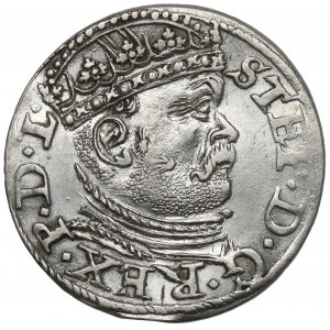 Stefan Batory, Trojak Riga 1586 - large head, rosettes