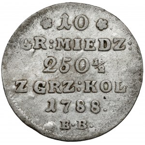 Poniatowski, 10 grošov 1788 E.B. - bez bodky za 1/2