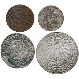 Sigismund I the Old - John II Casimir, from a shekel to a penny 1534-1661 (4pc)