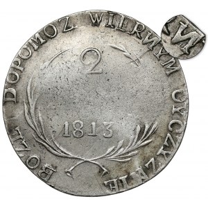 Belagerung von Zamość, 2 Zloty 1813 - umgekehrtes N - sehr selten