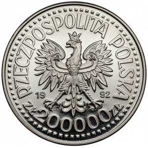 NIKIEL 200.000 zlatá vzorka 1992 Wladyslaw III Varnañczyk - polovičná figúra