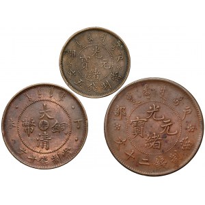 Chiny, od 5 do 20 cash, zestaw monet brązowych (3szt)