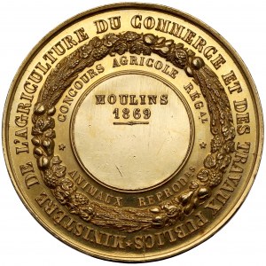 Francja, Napoleon III, Złoty medal - Ministere de l'agriculture - Moulins 1869