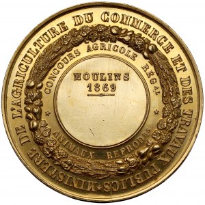 France, Napoleon III, Gold Medal - Ministere de l'agriculture - Moulins 1869