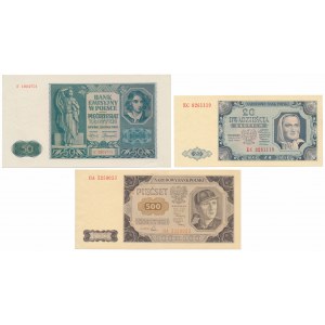 Satz Banknoten von 1941-48 (3 Stück)