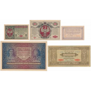 Set of Polish brands from 1916-22 (5pcs)