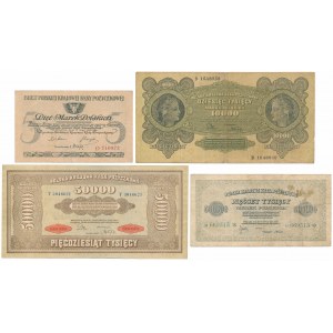 Sada od 5 do 500 000 mkp 1919-23 (4ks)
