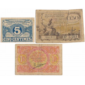Francja, zestaw banknotów (3szt)