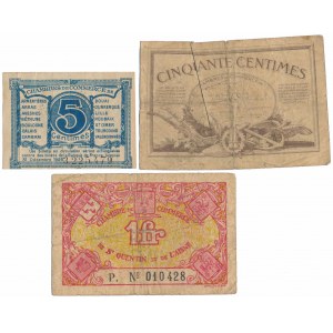 Francja, zestaw banknotów (3szt)