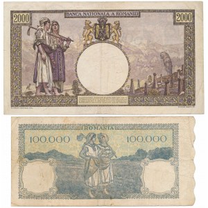 Romania, 2.000 & 100.000 Lei 1941-46 (2pcs)