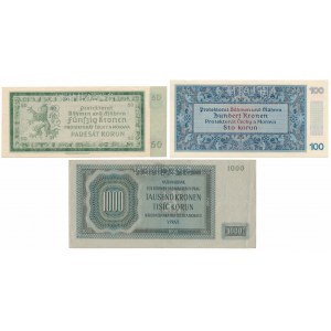Protektorát Čechy a Morava, SPECIMEN 50 - 1 000 korún (3ks)