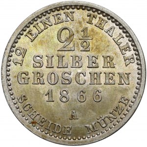 Prussia, Wilhelm I, 2 and 1/2 silver pennies 1866-A, Berlin