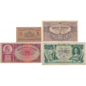 Czechoslovakia, 1 -100 Korun 1919-31 (4pcs)