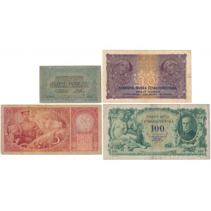 Tschechoslowakei, 1 - 100 Kronen 1919-31 (4 St.)