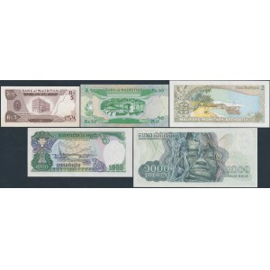 Mauritius, Malediven und Kambodscha - Banknotenset (5 Stück)
