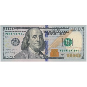 USA, 100 Dollar 2017 - numer radarowy - 88788788