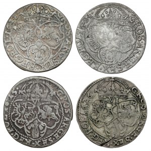 Zygmunt III Waza, Szóstak Kraków 1624-1626, zestaw (4szt)