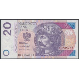 20 PLN 2016 BL - 7654321 - po sobě jdoucí klesající 7-1