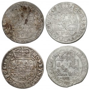 Jan II Kazimierz, Tymf 1663-1666, zestaw (4szt)