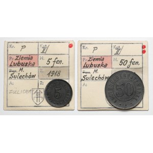 Züllichau (Sulechów), 5 und 50 Fenig 1918, Satz (2 St.) - ex. Kalkowski