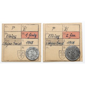 Elbing (Elblag), 1 and 2 fenigs 1918, set (2pcs) - ex. Kalkowski