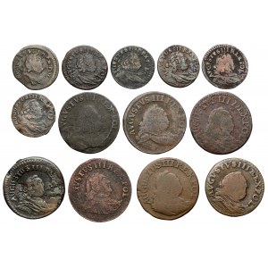 August III Saxon, set of pennies and shekels (13pc)