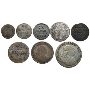 Augustus III Saxon, from 3 halerels to 1/3 thaler, set (8pcs)