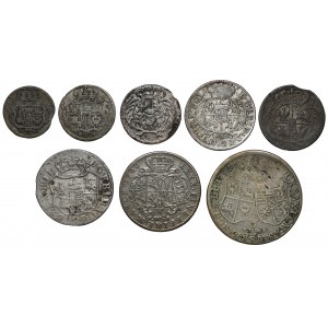 Augustus III Saxon, from 3 halerels to 1/3 thaler, set (8pcs)