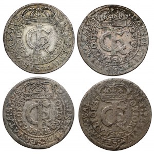 John II Casimir, Tymf 1663-1666, set (4pcs)