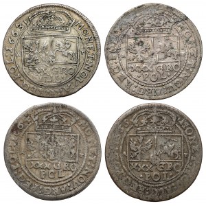 John II Casimir, Tymf 1663-1666, set (4pcs)