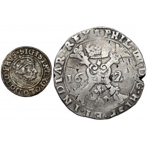 Zikmund I. Starý, Grosz 1539 + Patagon 1622, sada (2ks)