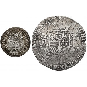 Sigismund I the Old, Penny 1539 + Patagon 1622, set (2pcs)