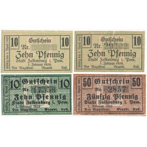 Falkenburg (Zlocieniec), 3x 10 und 50 Pfg 1920 (4 St.)
