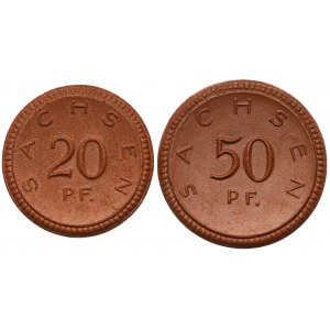 Sachsen, 20 und 50 Pfennig 1921 - Porzellan (Meissen)